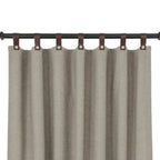 Taupe Chevron Wool Curtains With Leather Tabs