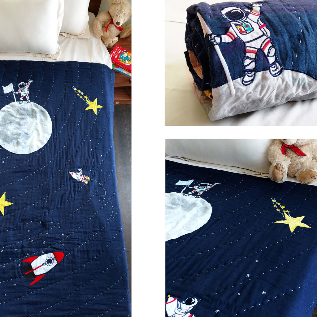 Space Quilt, Astronaut Quilt, Toddler Bedding