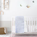 Handmade striped cotton quilt in blue and white with a pick stitch design. Perfect as a cotton coverlet.