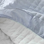 Handmade Blue White Kids Cotton Quilt with Ruffles – Toddler Bedding