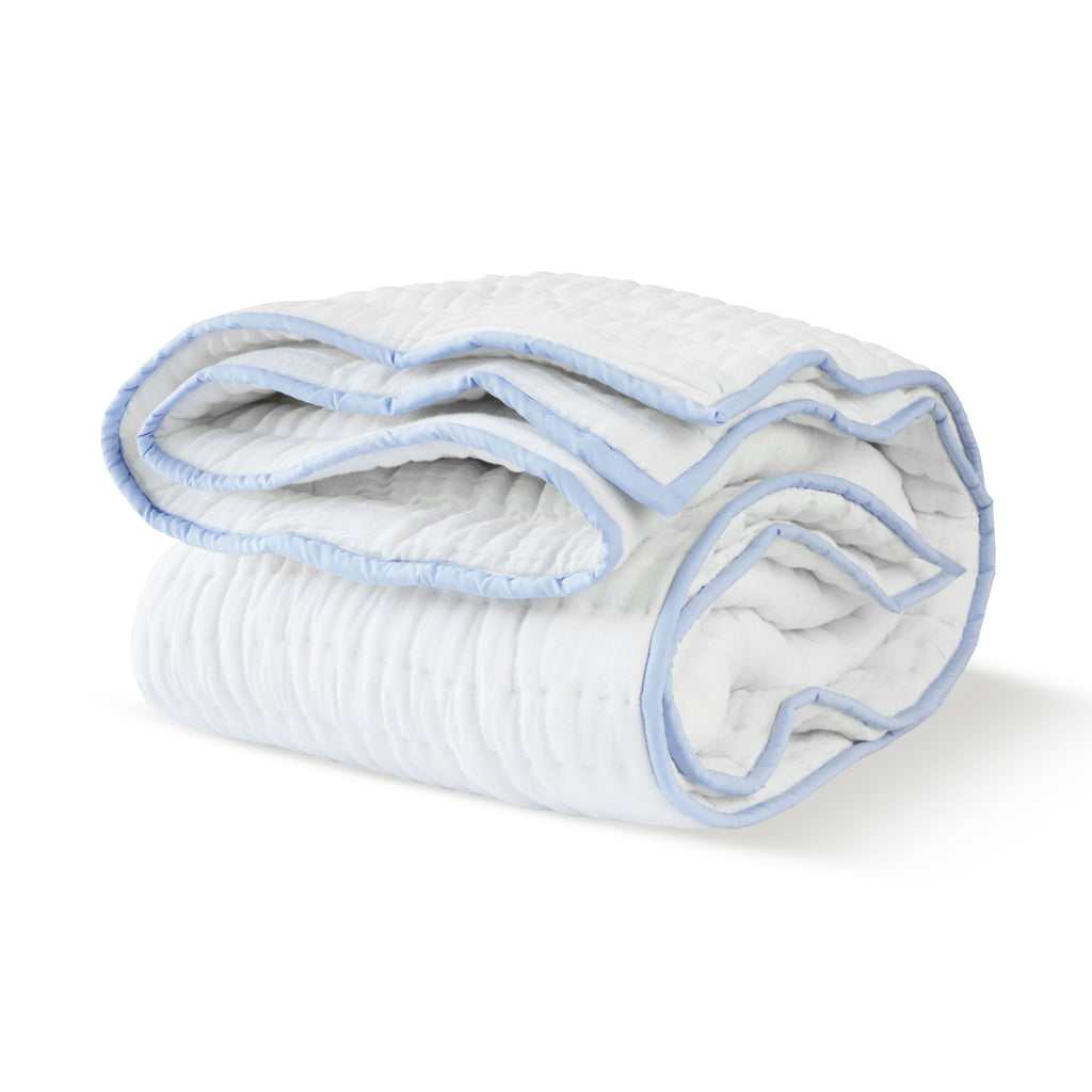Custom made ivory cotton gauze quilt. Lightweight and machine washable, all season bedding.