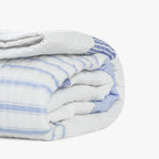 Handcrafted Florida Blue and White Cotton Patchwork Striped Comforter – Perfect for nursery.