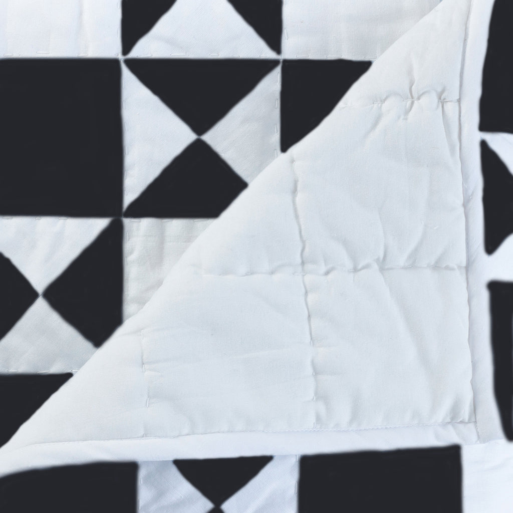 Handmade Blue White Cotton Quilt Bedspread Geometric Patchwork Bedding
