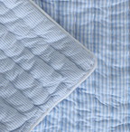 Breathable Blue White Cotton Quilt - Washable Dorm Blanket