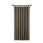 Taupe Chevron Wool Curtains With Leather Tabs