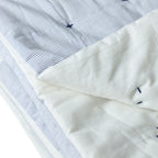 Handmade Quilt Blue White Striped Cotton, Cross Quilting, Comforter