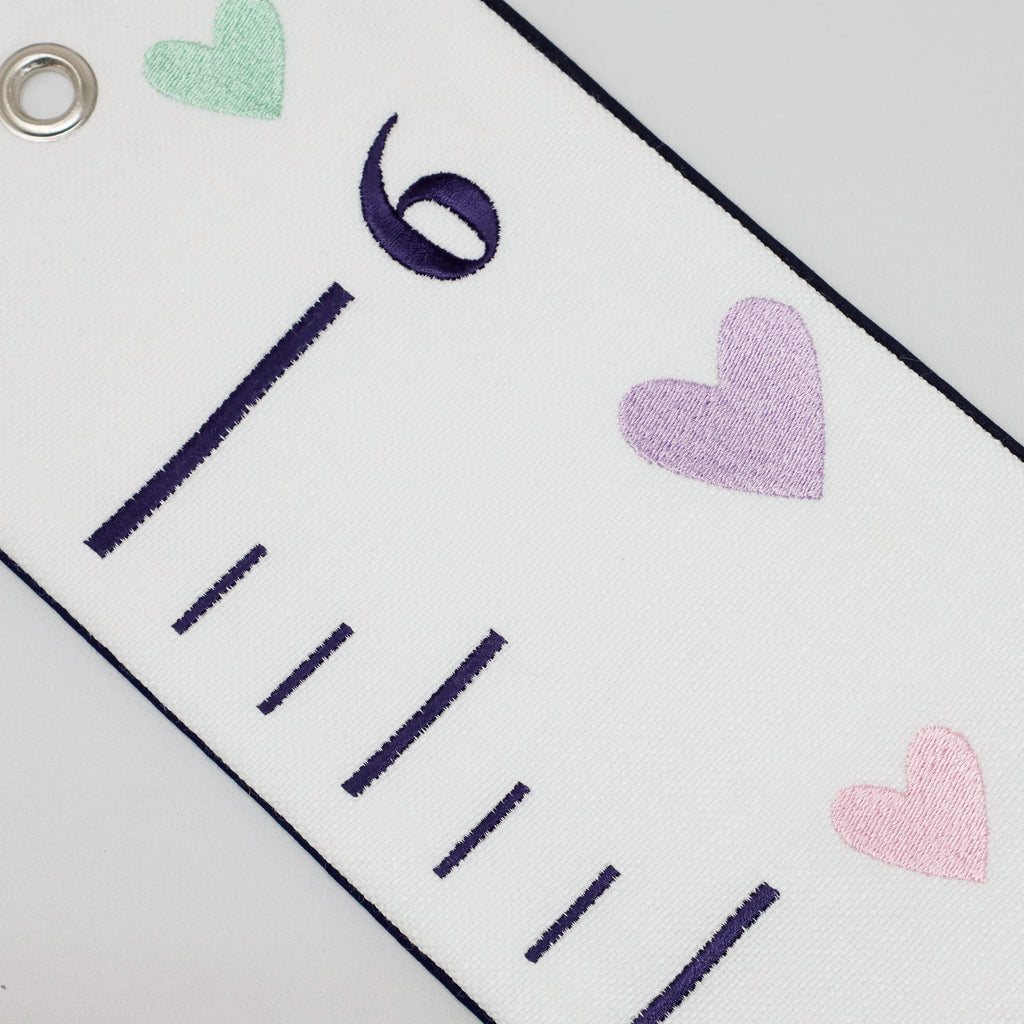 Embroidered Growth Chart With Hearts, Customized Height Chart