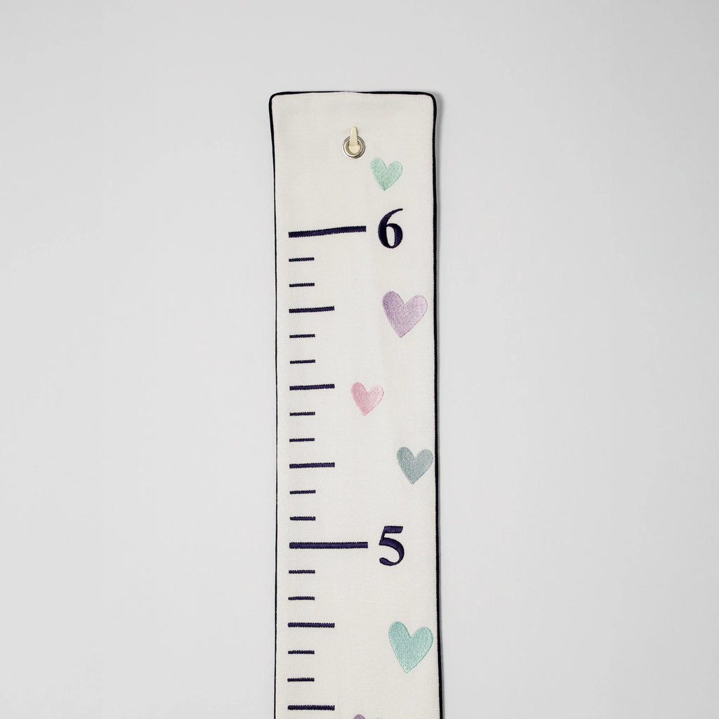 Embroidered Growth Chart With Hearts, Customized Height Chart