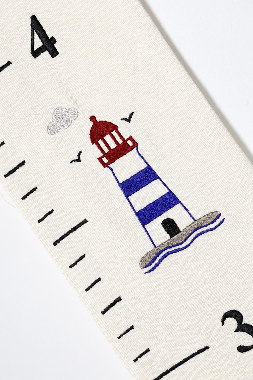 Nautical Growth Chart Personalised, Embroidered Baby Name Height Chart, Nursery Gift