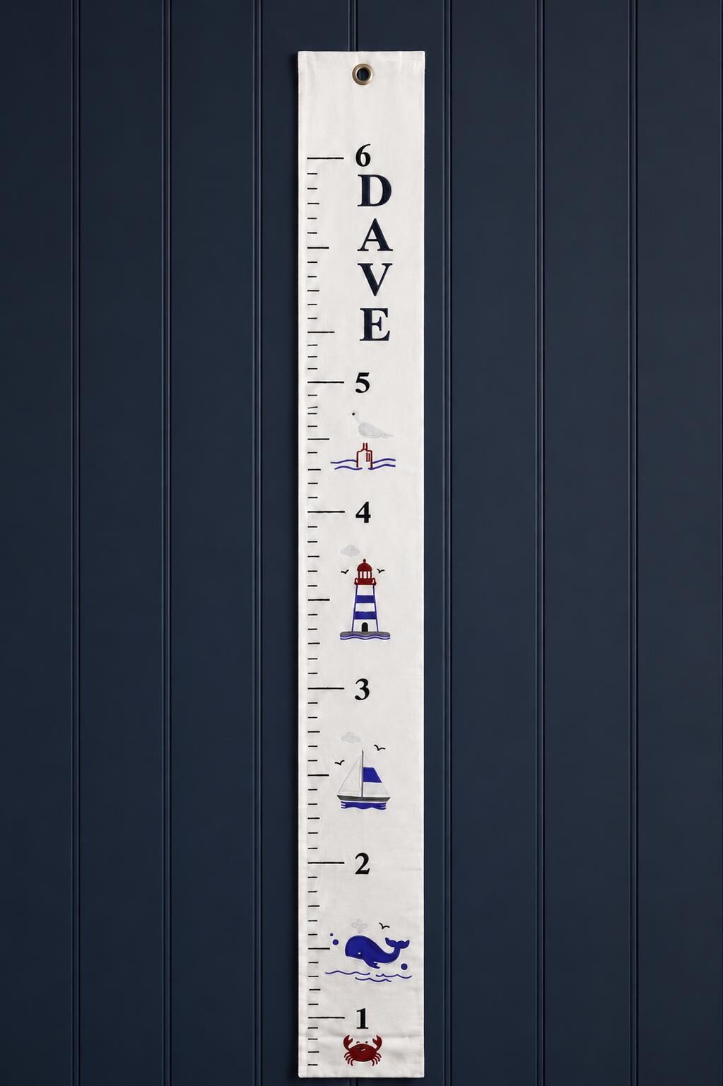 Nautical Growth Chart Personalised, Embroidered Baby Name Height Chart, Nursery Gift