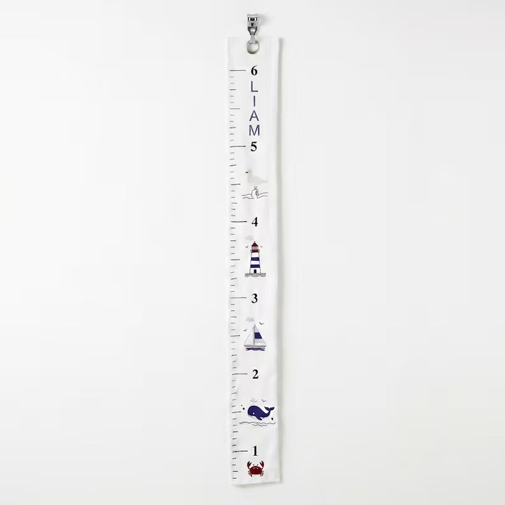 Nautical Growth Chart Personalised, Embroidered Baby Name Height Chart, Nursery Gift