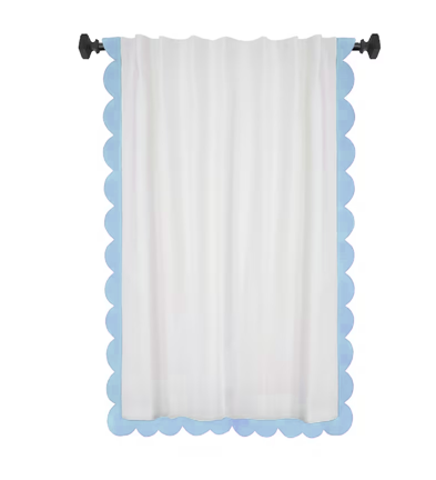 Ivory Curtain With Red Scallops