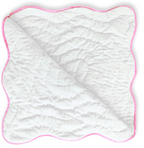 Close-up of soft pink handmade quilt, breathable cotton baby bedding, lightweight toddler blanket, cozy nursery essential for a stylish baby room.