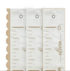 "Floral baby name height chart, embroidered on fabric, a personalized nursery keepsake to track your child’s growth over years."