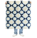 Handmade geometric patchwork quilt in navy and ivory cotton. Perfect as a cotton comforter.