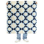Handmade geometric patchwork quilt in navy and ivory cotton. Perfect as a cotton comforter.