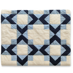 All-season breathable navy and ivory cotton quilt. Custom size hand-stitched blankets for bedroom and guest rooms. Available in lap size bedding and twin size bedding.